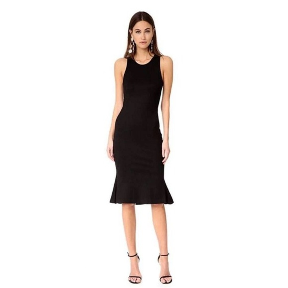 L'agence Annalisa Tank Bodycon Ruffled Flared Trumpet Hem Midi Dress